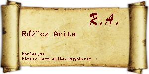Rácz Arita névjegykártya