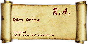 Rácz Arita névjegykártya